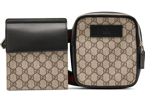 gucci belt bag gg supreme web waist strap black/beige|gucci waist pouch belt bag.